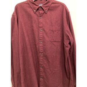 Lands' End Men's XL Flannel Shirt Long Sleeve Button Up‎ Casual Burgundy